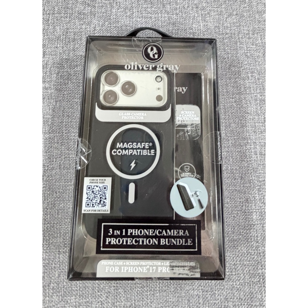 Oliver Gray iPhone 17 Pro Max 3-in-1 Protection Bundle Case Screen NEW Black